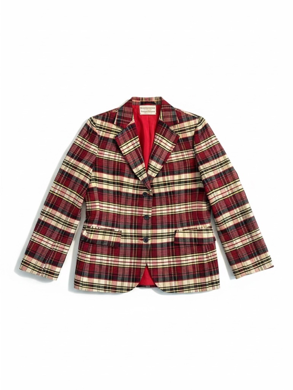 Stanley Blacker Blazer Womens 12 Red Plaid Vintage Union Made Preppy